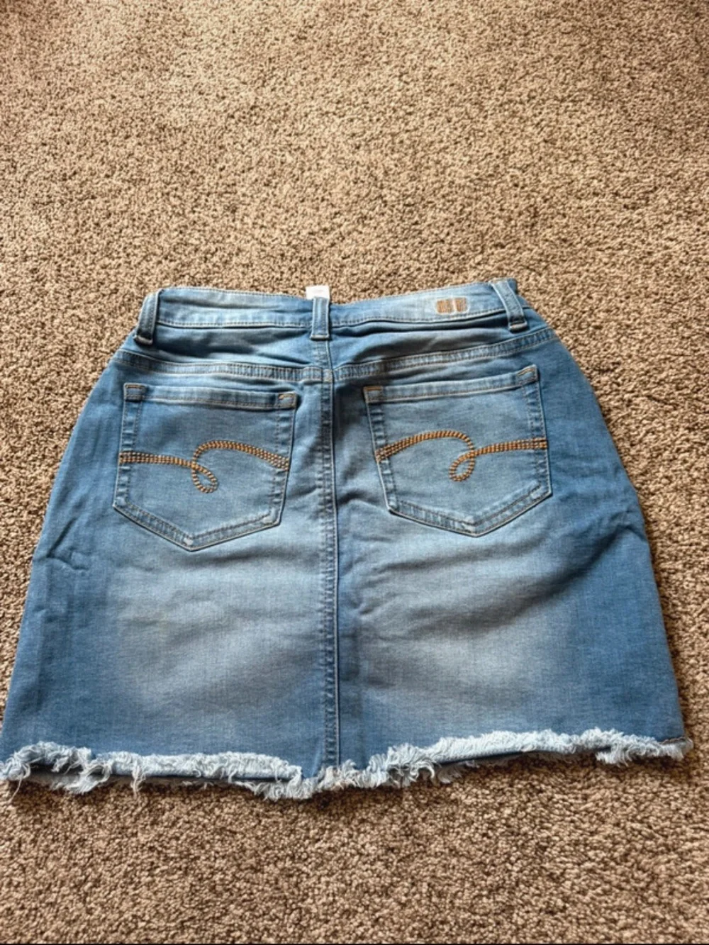 Justice Light Blue Distressed Denim Mini Skirt